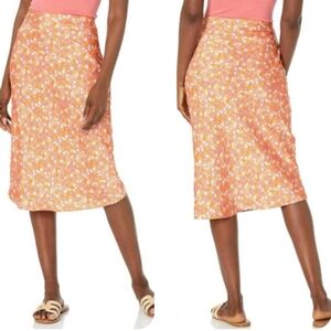 NEW Steve Madden Mindy Midi Skirt Orange Blossom Floral Print Size Small NWT